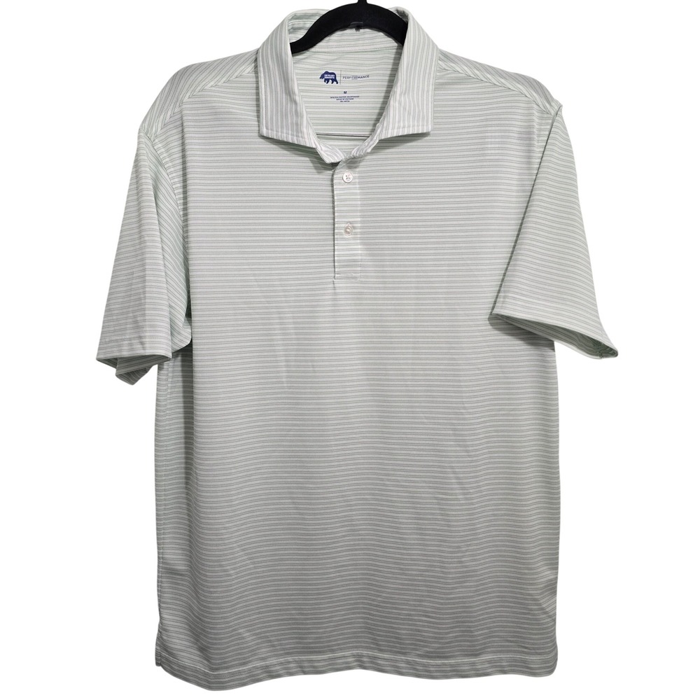 Onward Reserve Performance Mens Polo Shirt Green White Striped Short Sleeve M